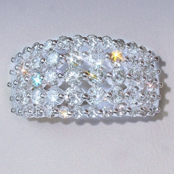 ⚡ Round Gems Hollow Full Around Zircon Beautiful Eternity Rings for Wome… - Picture 2 of 6